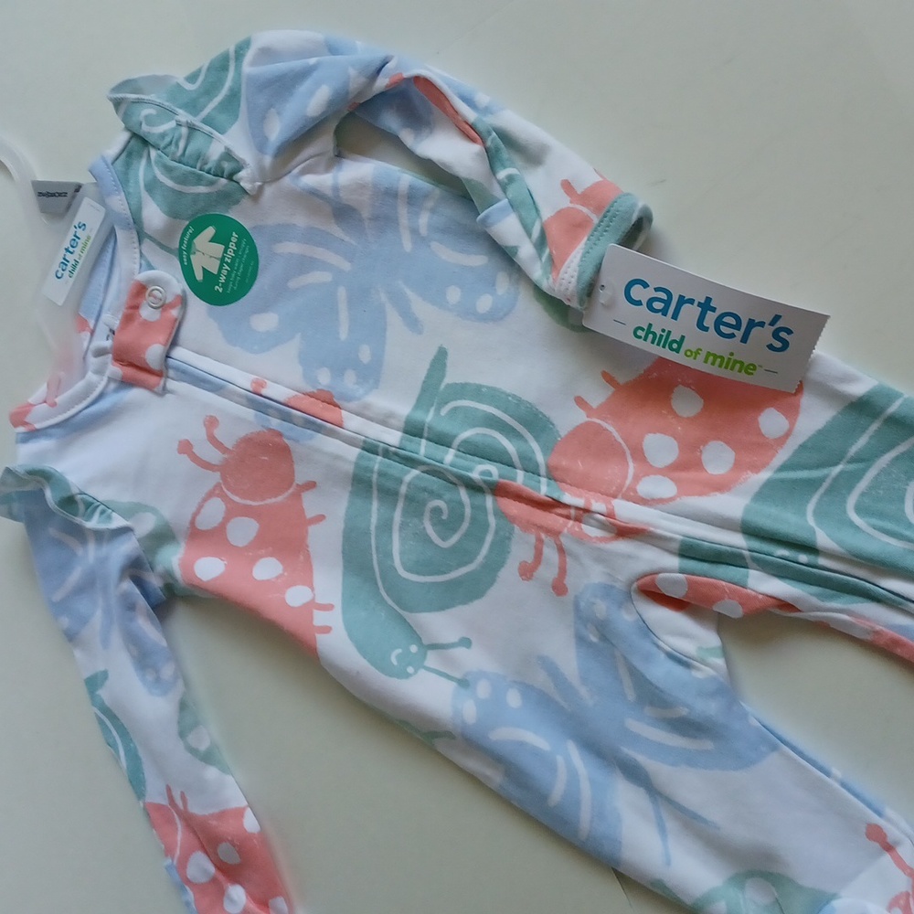Carter's footsie pajamas girls super cute with ruffle on shoulder